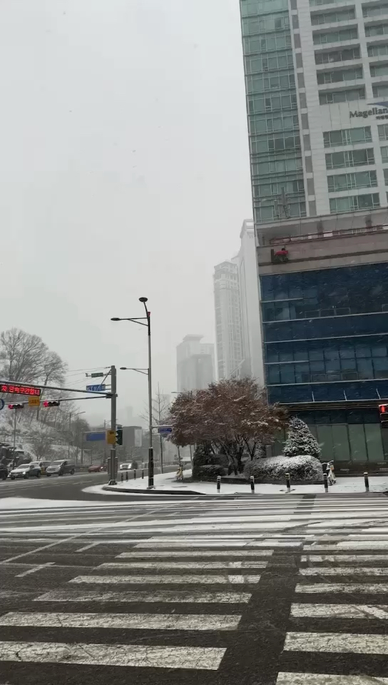 韩国下雪了