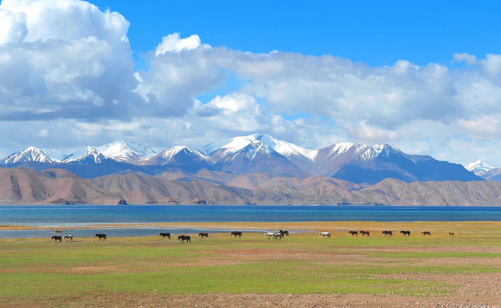 班公湖海拔4242米，是高原上的内陆湖，大部分位于我国西藏阿里日土县，小部分在克什米尔地区境内。这的