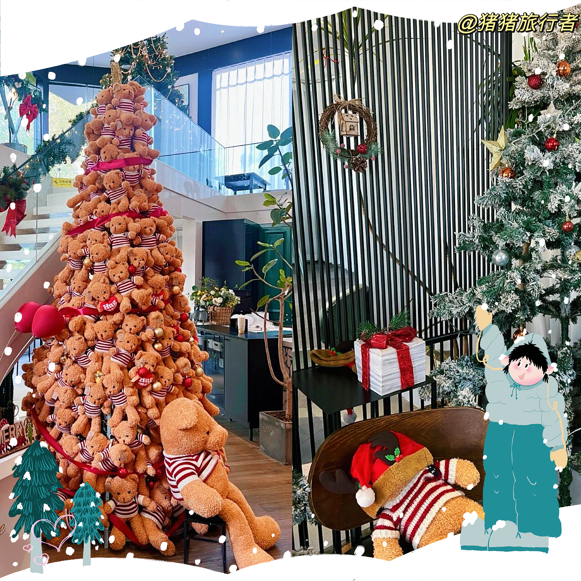 郑州这家餐厅!!超大小熊圣诞树氛围感拉满