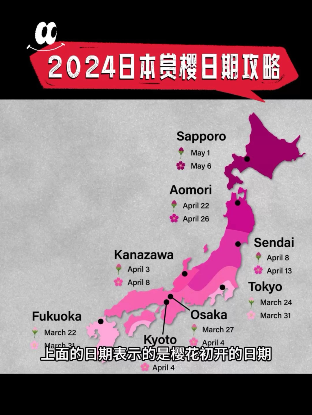 2024日本各地赏樱花日期时间旅行攻略