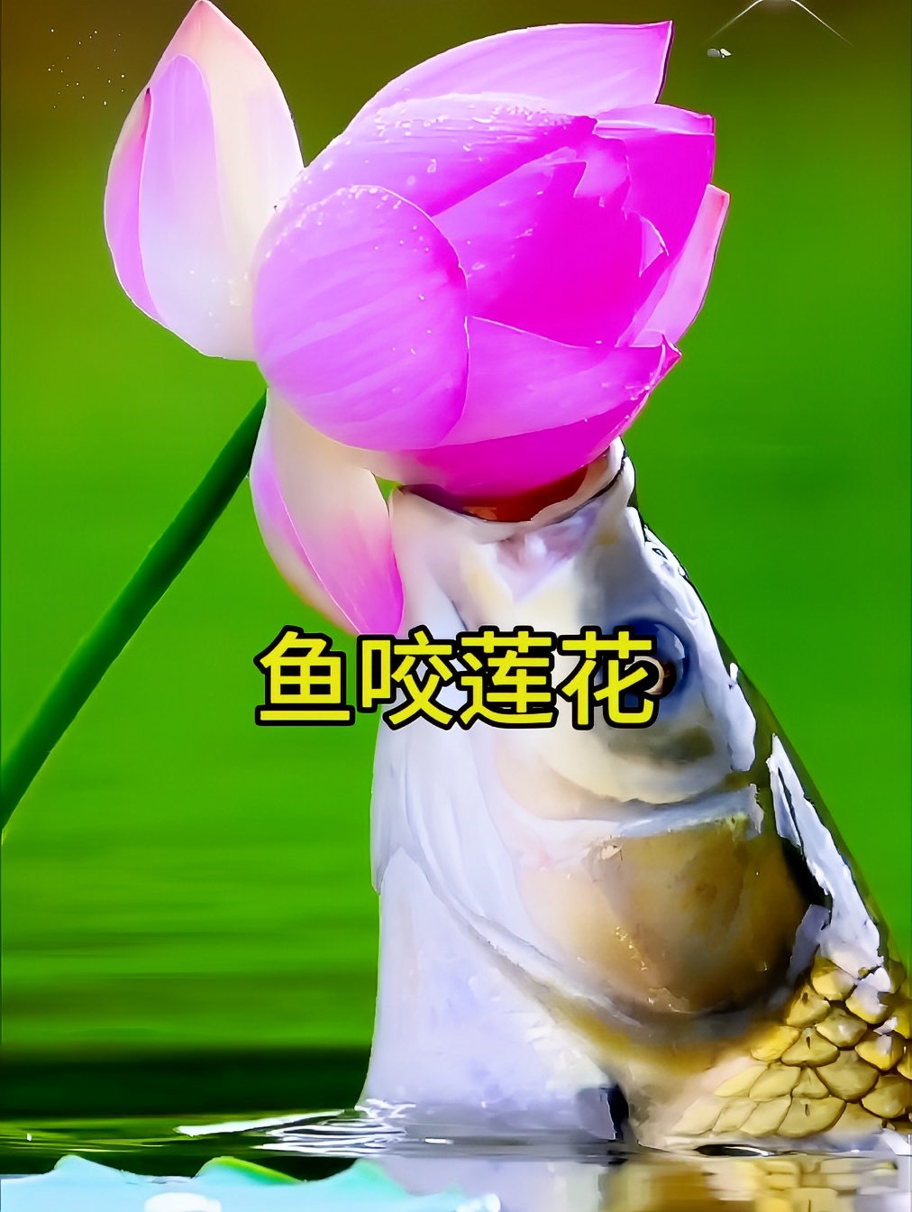 鱼咬莲花🪷好运连连，看见鲤鱼咬莲瓣，整天都有好运来