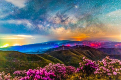宁南游记图片] 错觉连连！鲁南山花海风车 如AI绘画般带你穿越时空 体验现代与原始混搭之炫