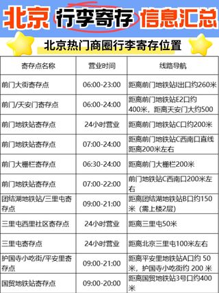 北京100多个行李寄存点信息汇总！