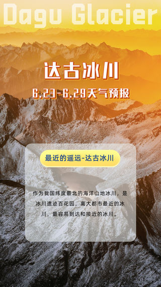 达古冰川6.23-6.29天气预报,各位游客朋友看好天气出行哦