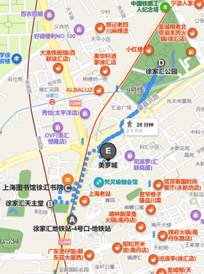 上海徐家汇地铁站不费腿游玩路线！