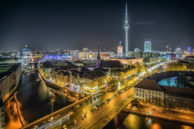 Overview of Berlin at night