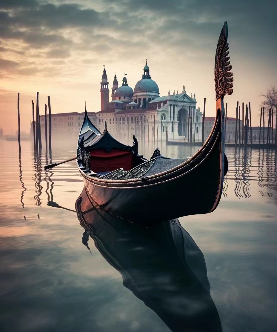 贡多拉游船🚢穿梭于威尼斯水城