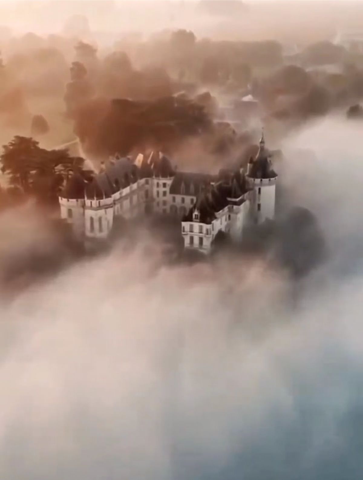 如梦如幻美若仙境的雾中卢瓦尔城堡