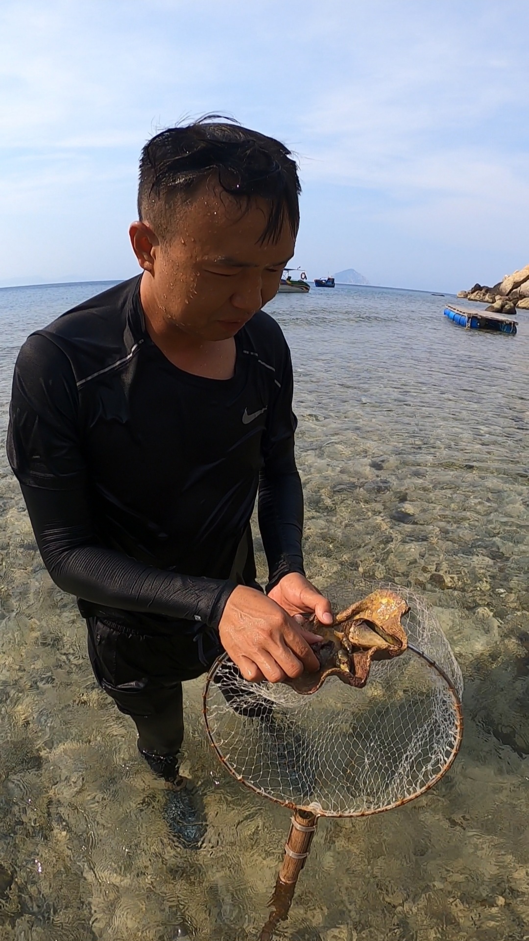 出海特色去荒岛抓海胆，抓螺。。。