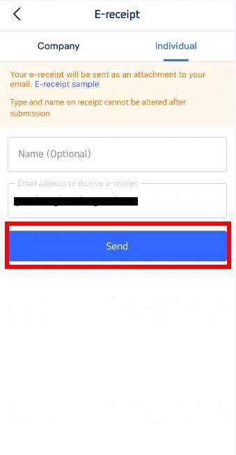 Enter Details for Receipt