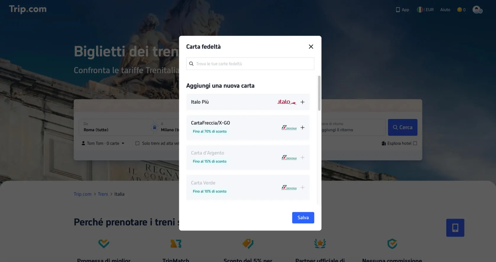 Come acquistare i biglietti del treno su Trip.com