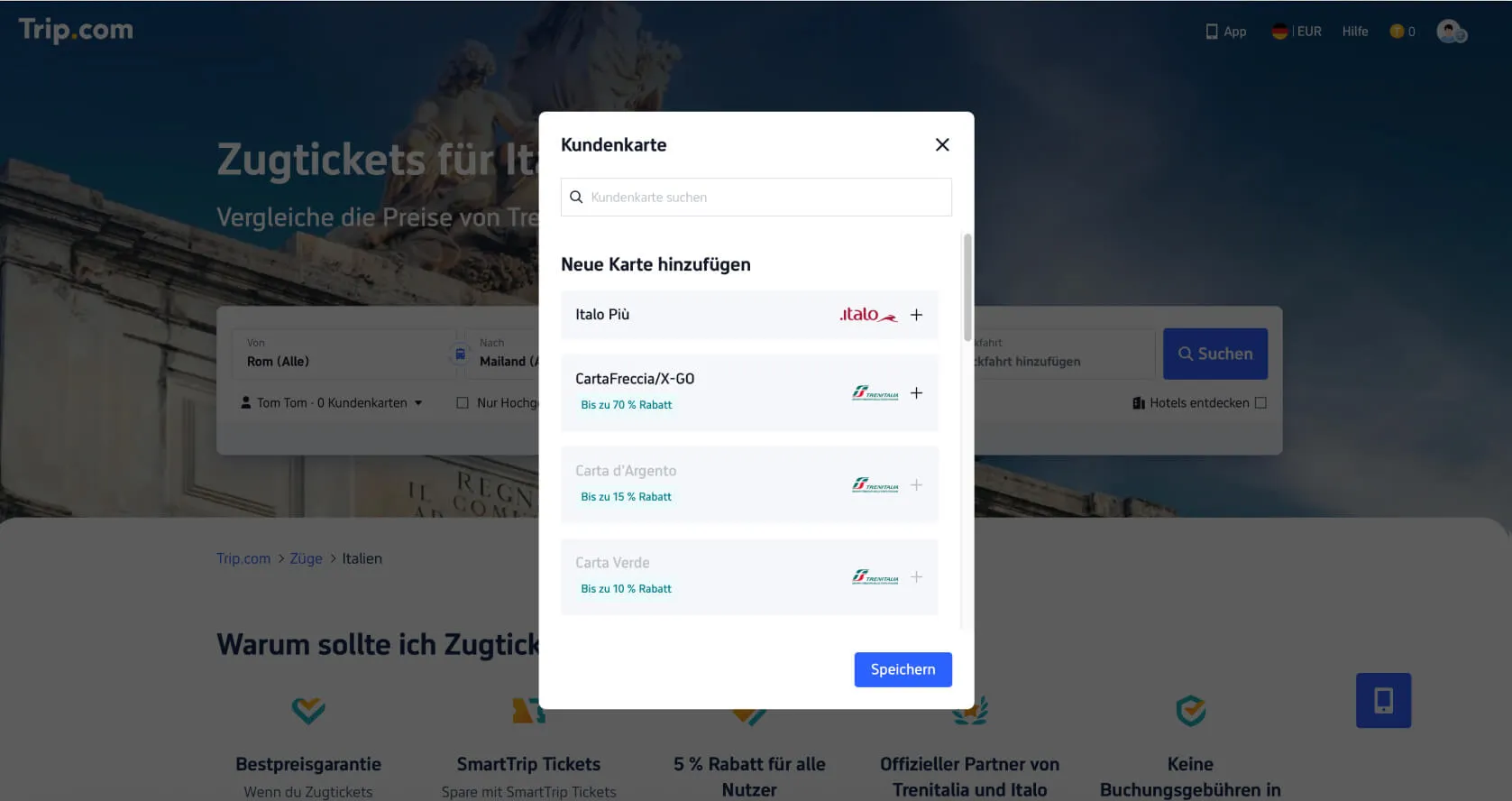 So kaufst du Zugtickets bei Trip.com