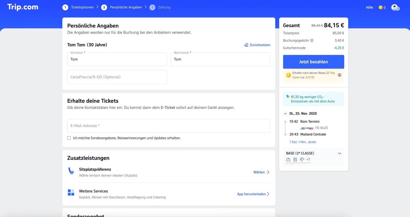 So kaufst du Zugtickets bei Trip.com