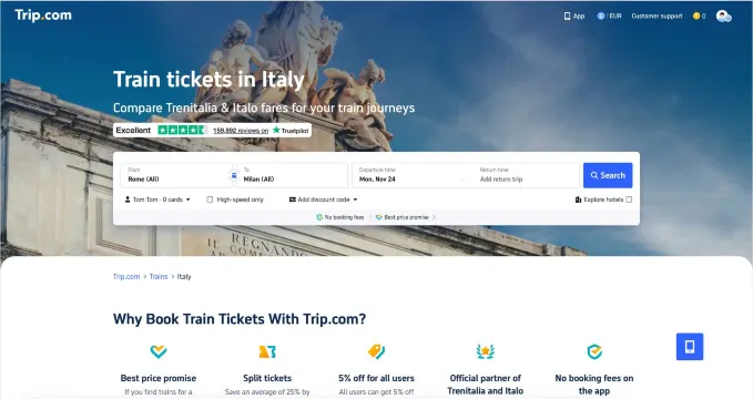 Как купить ж/д билеты на Trip.com