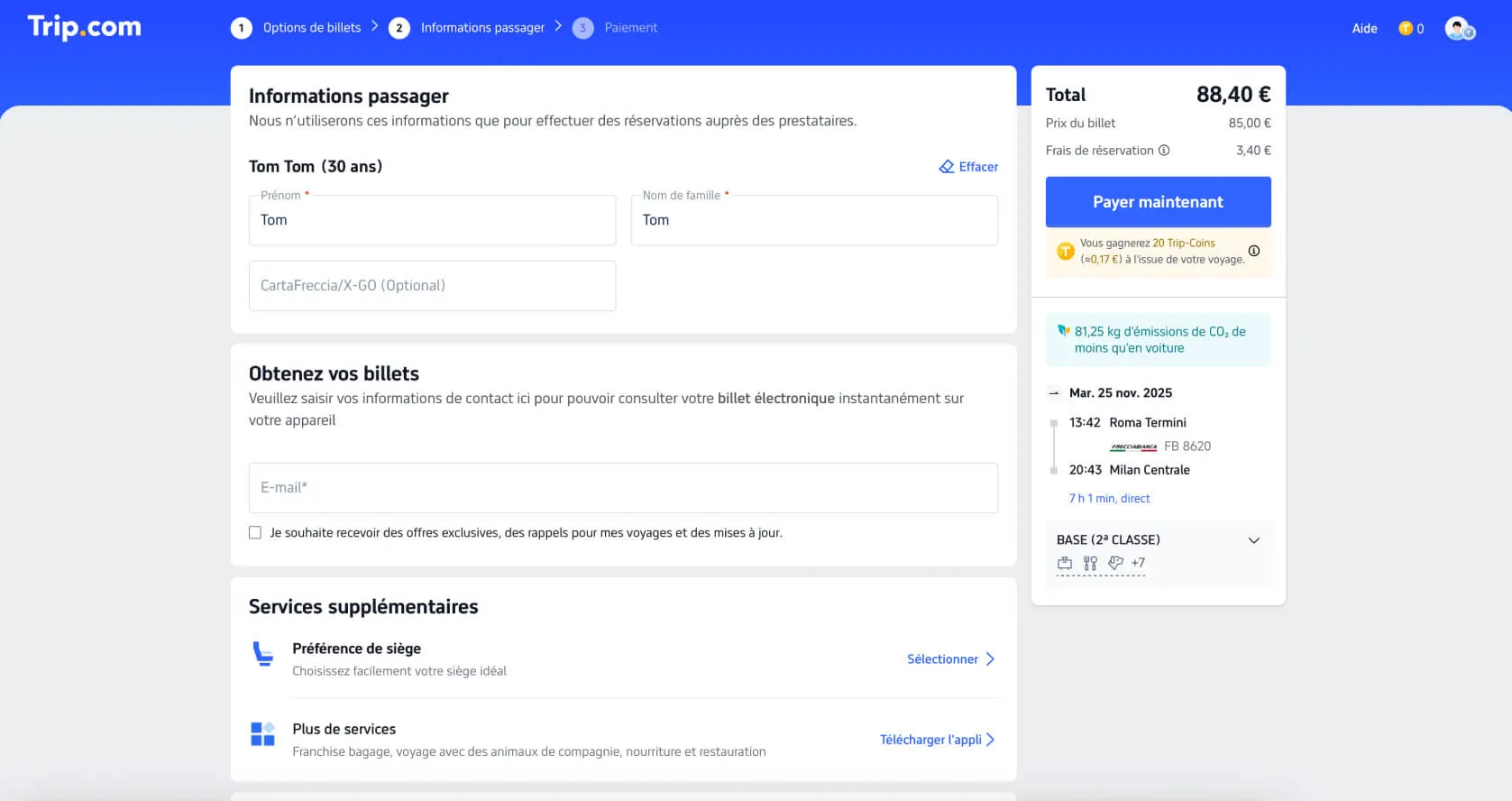 Comment acheter des billets de train avec Trip.com