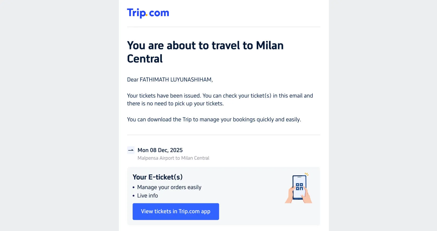 Come acquistare i biglietti del treno su Trip.com