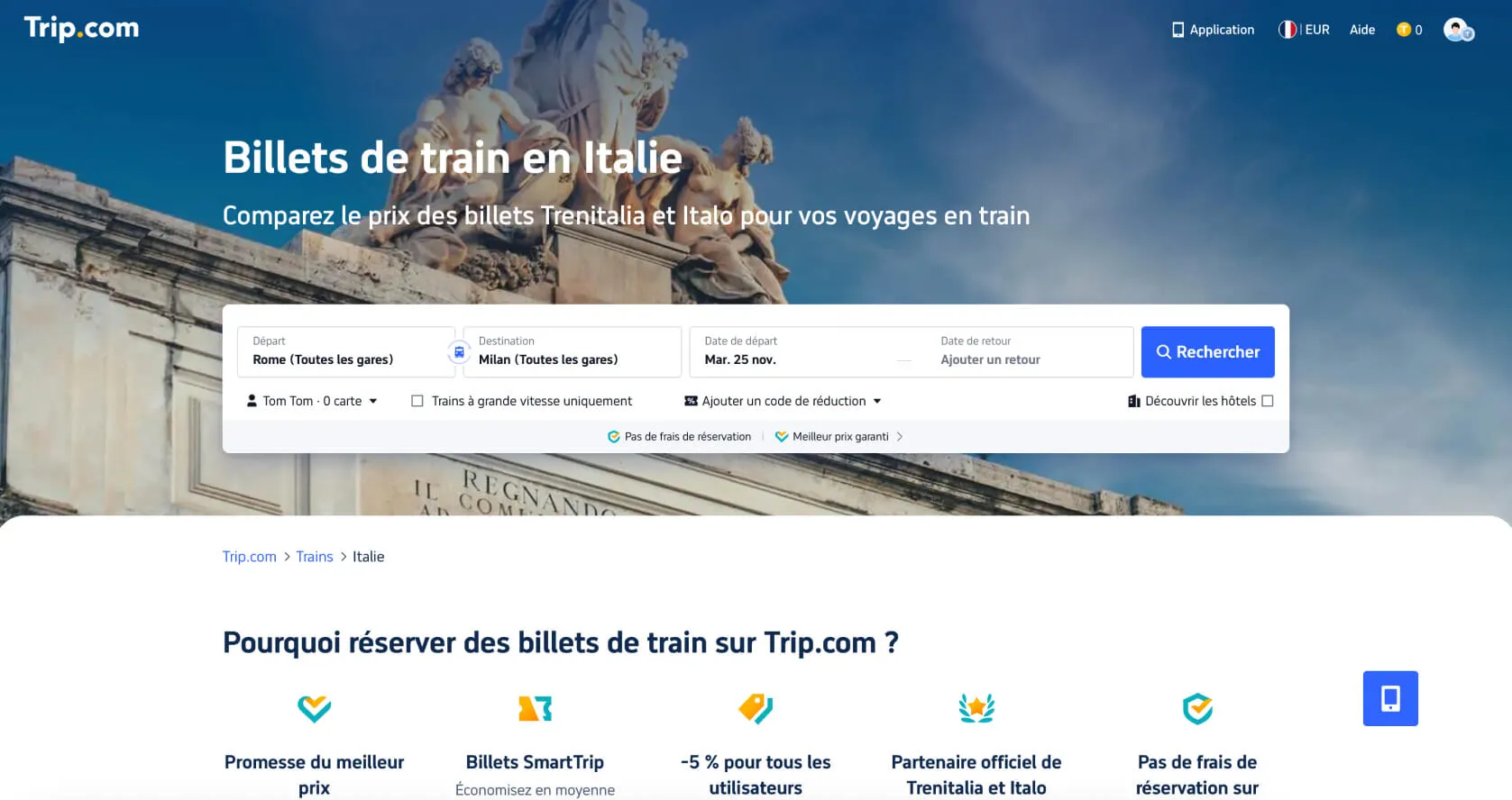 Comment acheter des billets de train avec Trip.com