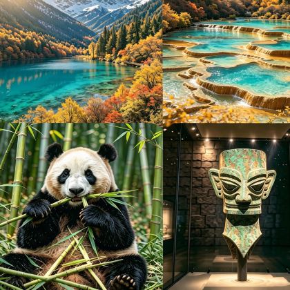 成都+九寨沟+黄龙风景名胜区+都江堰+三星堆博物馆6日5晚私家团