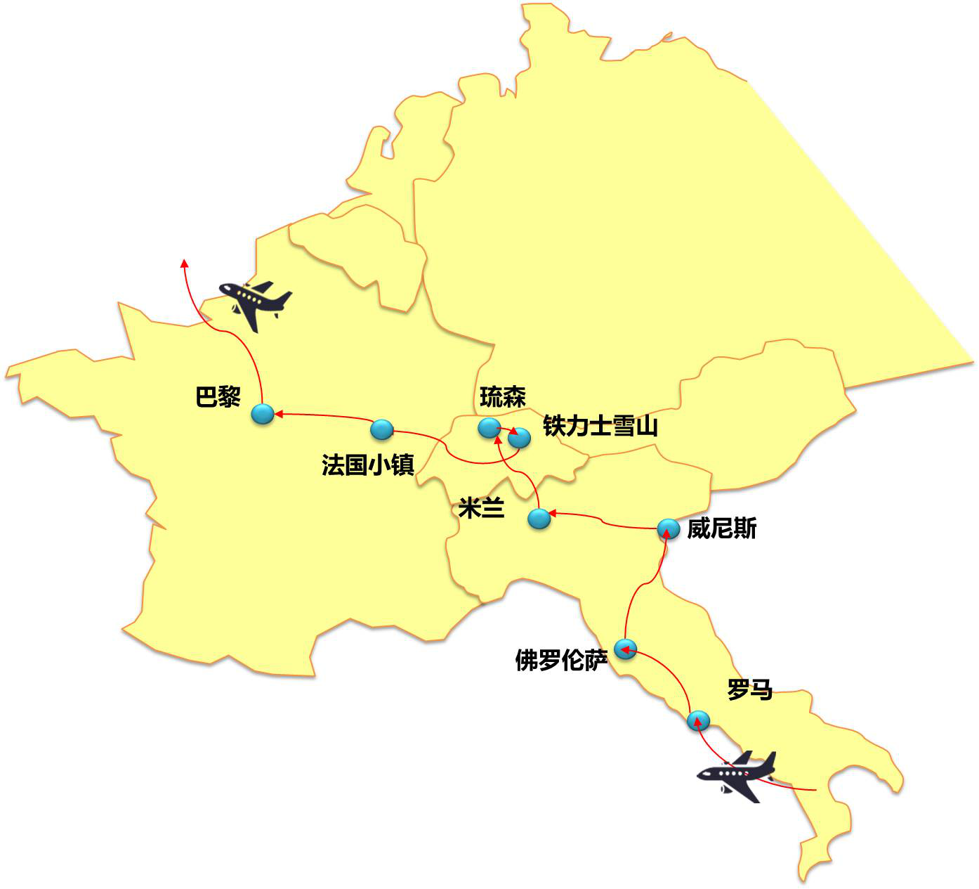 意大利+瑞士+法国10日跟团游·【一价全含+含