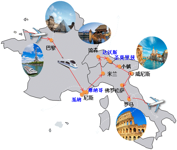 法国+瑞士+意大利+德国+奥地利13日跟团游·