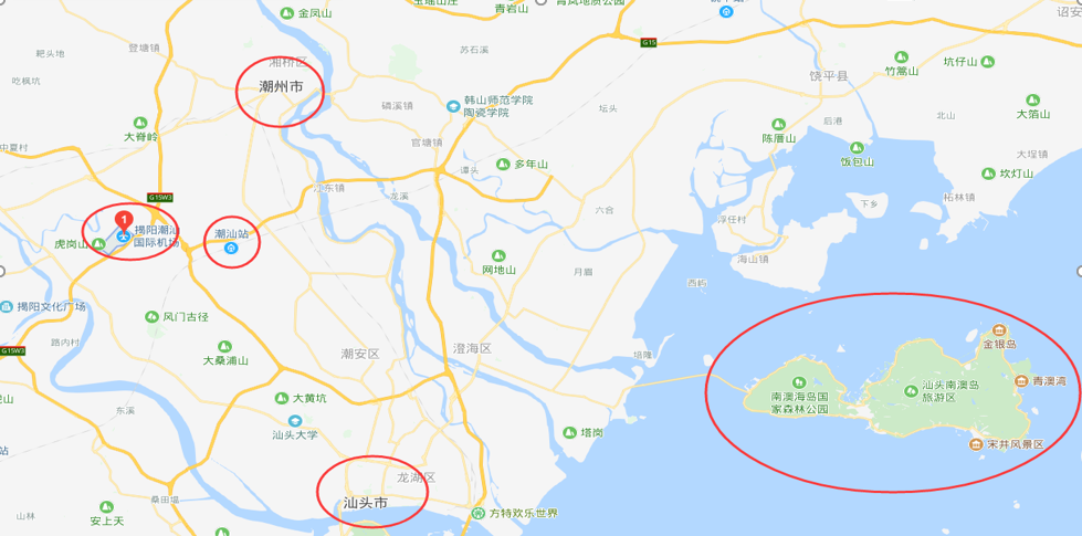 南澳岛 远离内陆,暂无网约车服务,可先乘坐161到汕头客运中心站下车