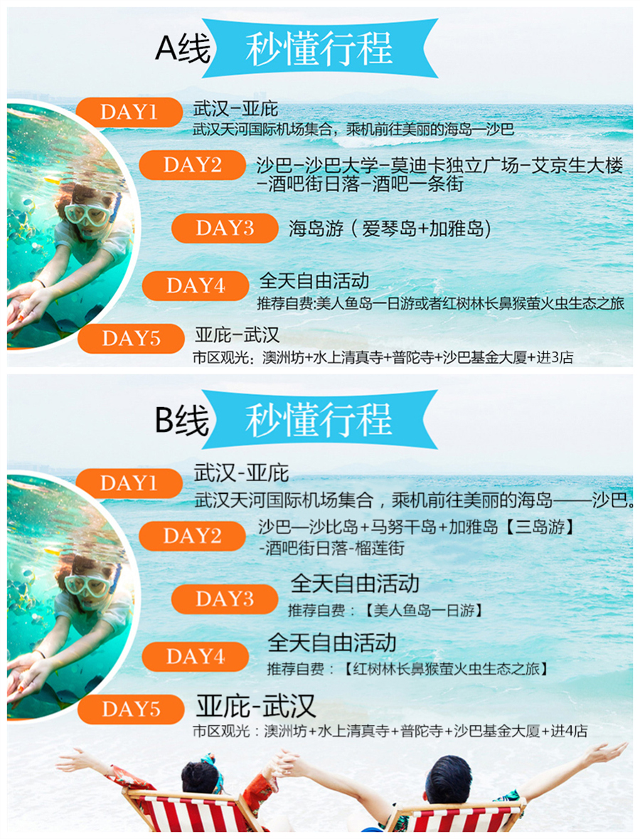 马来西亚沙巴5日4晚半自助游·【双人下单立