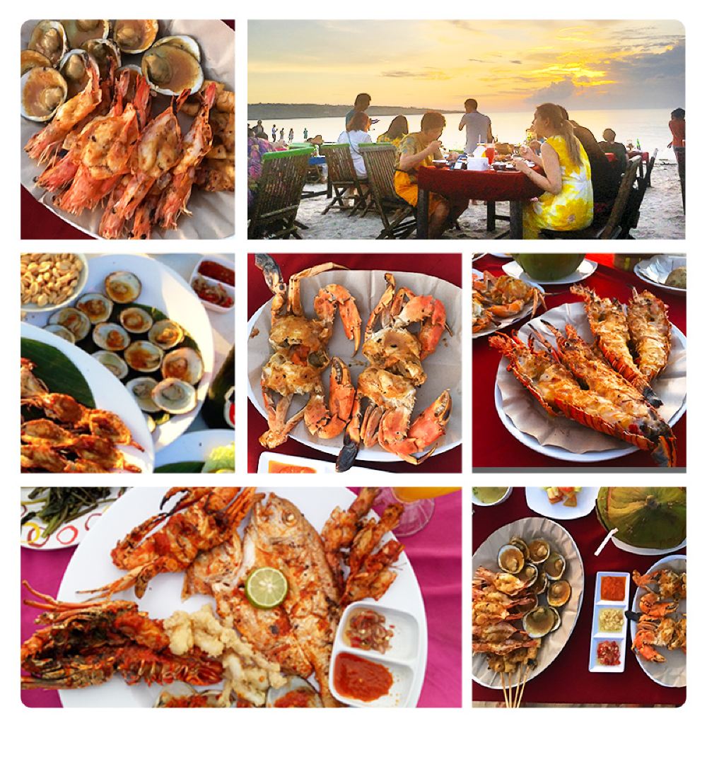 金巴兰海滩日落海鲜烧烤晚餐 新鲜食材\/可选龙