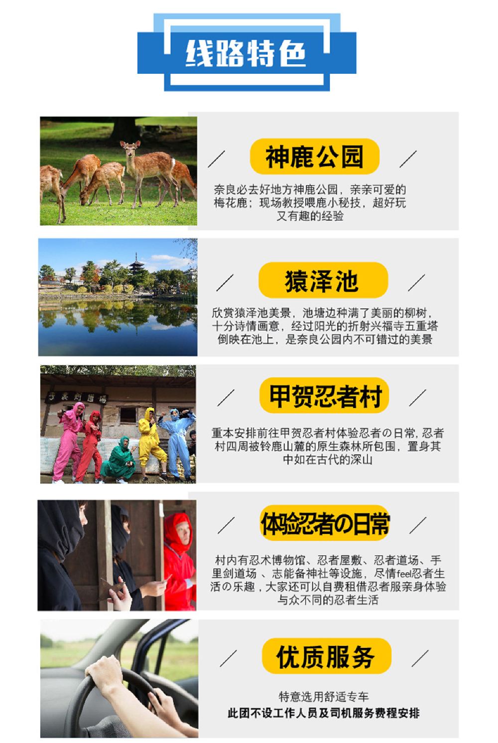 奈良公园 甲贺之里忍术村一日游 含地道日式定食料理 线路推荐 携程玩乐