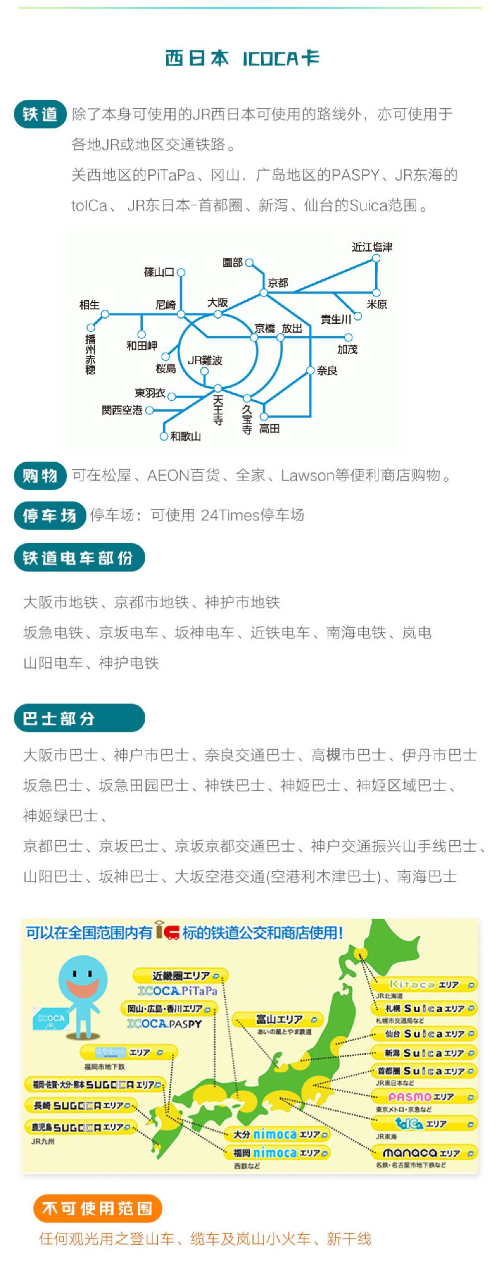 日本交通地铁购物储值卡东京suica西瓜卡关西大阪icoca卡线路推荐 携程玩乐