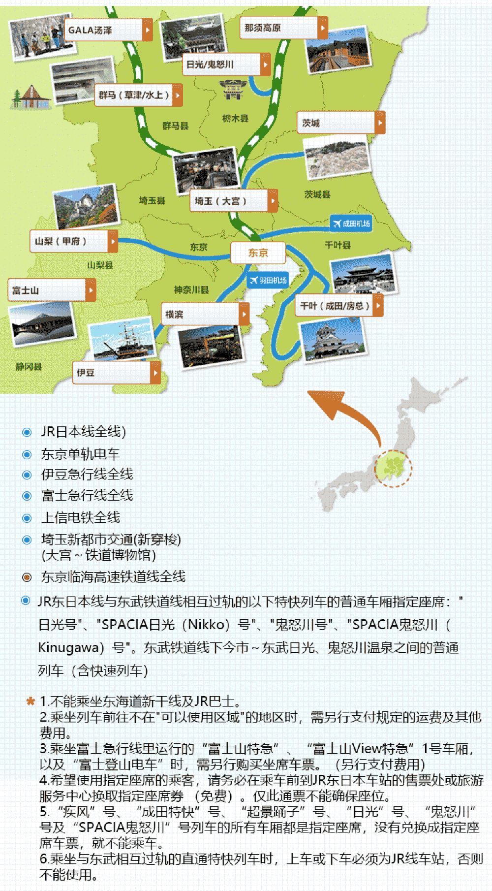 赠河口湖怀旧巴士券 Jr Pass 关东地区3日任意使用交通套票线路推荐 携程玩乐