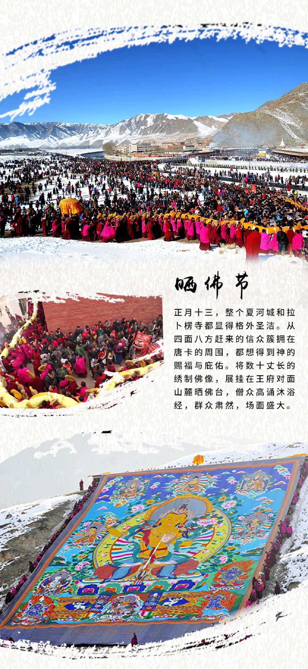 甘肃夏河拉卜楞寺一日游晒佛节瞻佛观礼祈福2月17体验晒佛节宗教文化