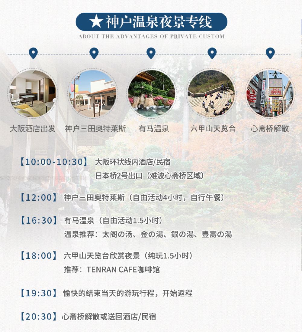 日本神户三田奥特莱斯 有马温泉 六甲山夜景一日游 神户港 北野异人馆 懒人团 线路推荐 携程玩乐