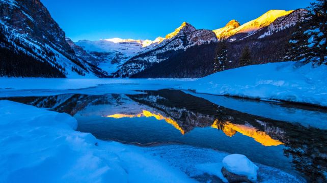 <4天>【冬日落基山】·溫進卡出不走回頭路：溫哥華接機+班夫國家公園+硫磺山纜車+露易絲湖+自選費爾蒙浪漫下午茶/班夫溫泉(2人成團)